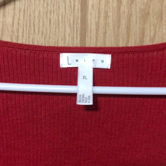 Leith Red Ribbed Wrap Sweater - Picture 5 of 6